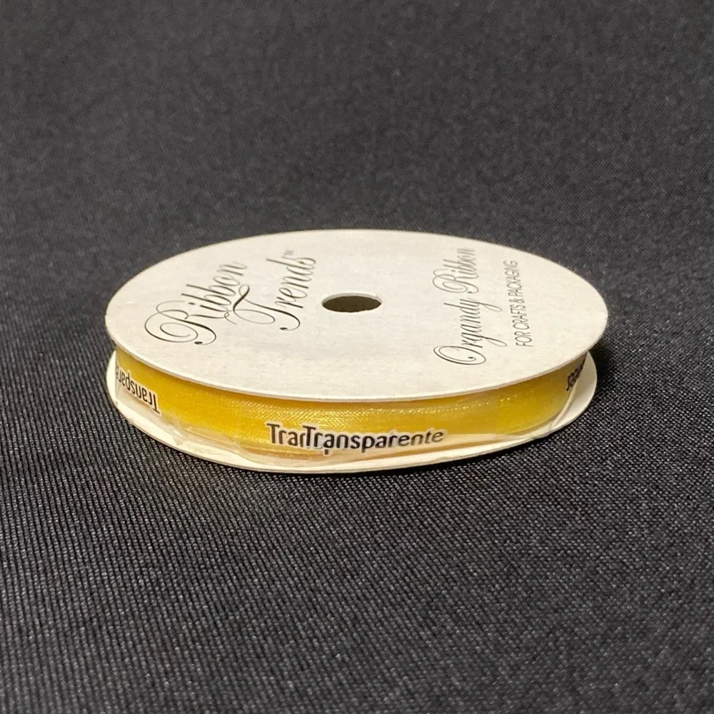 ⭐️ Ribbon Trends Thin Daffodil Yellow Sheer Craft Ribbon 1/4” x 540”